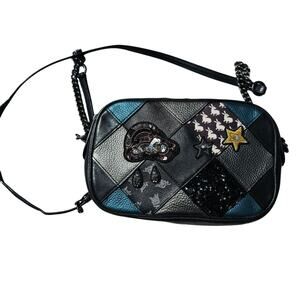 Coach Leather Isla Chain Crossbody with Lucky Star Patchwork and Raincloud325